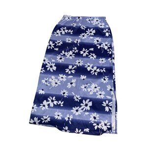 Xhilaration GIrls Size 6 Blue Floral Maxi Skirt Slit Side Pull On